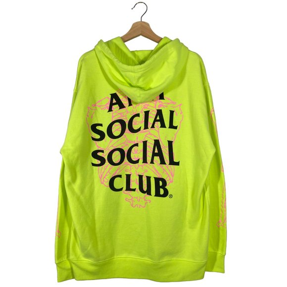 Anti Social Social Club Neon Green Rib Cage hoodie mens size large - Picture 2 of 8